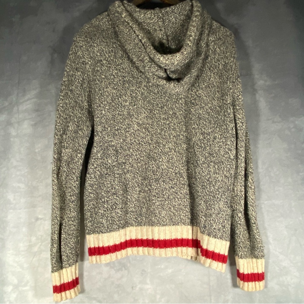 ROOTS Canada Hoodie Gray Knit‎ Wool Blend Sweater Women’s Size M Cabincore - Picture 5 of 7